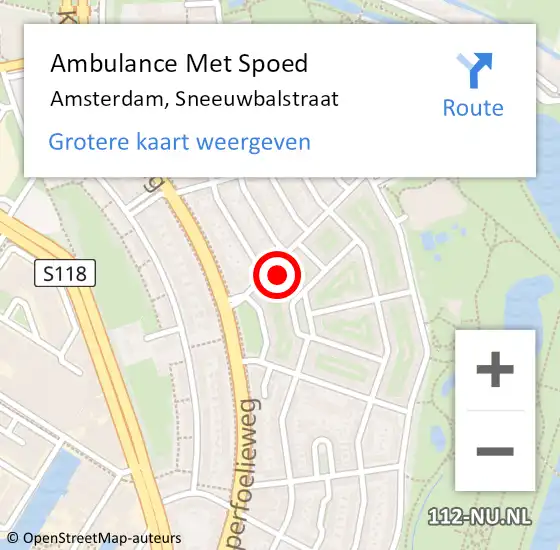 Locatie op kaart van de 112 melding: Ambulance Met Spoed Naar Amsterdam, Sneeuwbalstraat op 29 december 2023 08:45