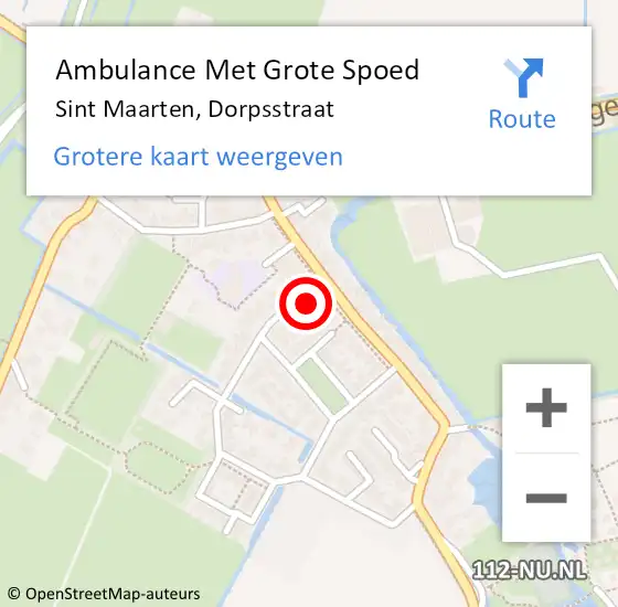 Locatie op kaart van de 112 melding: Ambulance Met Grote Spoed Naar Sint Maarten, Dorpsstraat op 29 december 2023 08:49