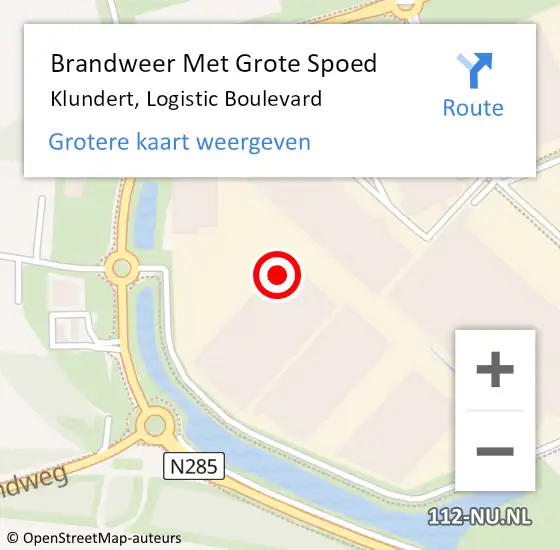 Locatie op kaart van de 112 melding: Brandweer Met Grote Spoed Naar Klundert, Logistic Boulevard op 29 december 2023 09:01