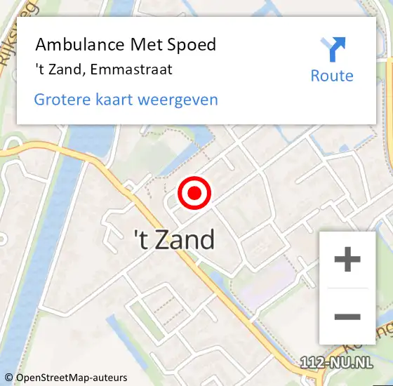 Locatie op kaart van de 112 melding: Ambulance Met Spoed Naar 't Zand, Emmastraat op 29 december 2023 09:01