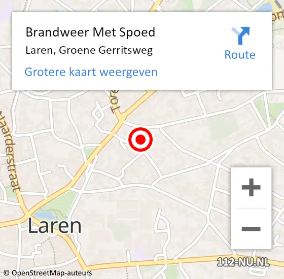 Locatie op kaart van de 112 melding: Brandweer Met Spoed Naar Laren, Groene Gerritsweg op 29 december 2023 09:10