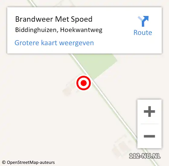 Locatie op kaart van de 112 melding: Brandweer Met Spoed Naar Biddinghuizen, Hoekwantweg op 29 december 2023 09:31