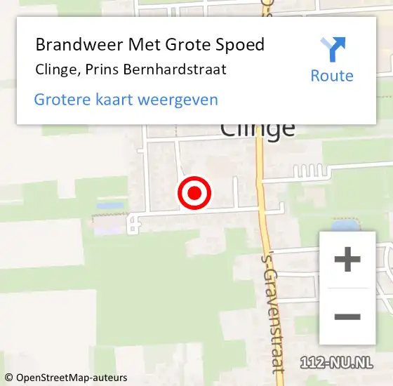 Locatie op kaart van de 112 melding: Brandweer Met Grote Spoed Naar Clinge, Prins Bernhardstraat op 29 december 2023 09:49