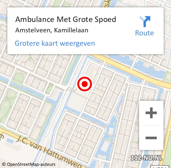 Locatie op kaart van de 112 melding: Ambulance Met Grote Spoed Naar Amstelveen, Kamillelaan op 29 december 2023 10:06