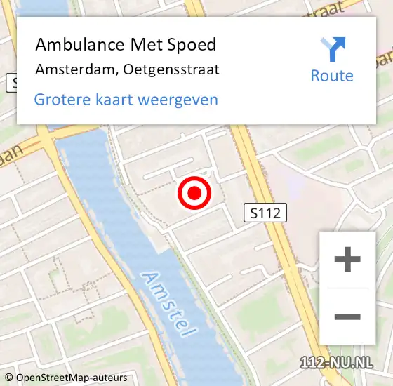 Locatie op kaart van de 112 melding: Ambulance Met Spoed Naar Amsterdam, Oetgensstraat op 29 december 2023 10:20