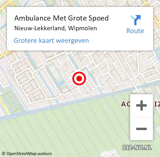 Locatie op kaart van de 112 melding: Ambulance Met Grote Spoed Naar Nieuw-Lekkerland, Wipmolen op 29 december 2023 10:20
