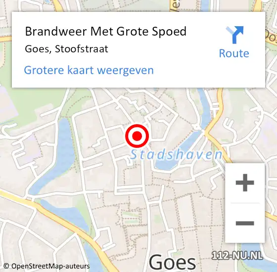 Locatie op kaart van de 112 melding: Brandweer Met Grote Spoed Naar Goes, Stoofstraat op 20 september 2014 04:44