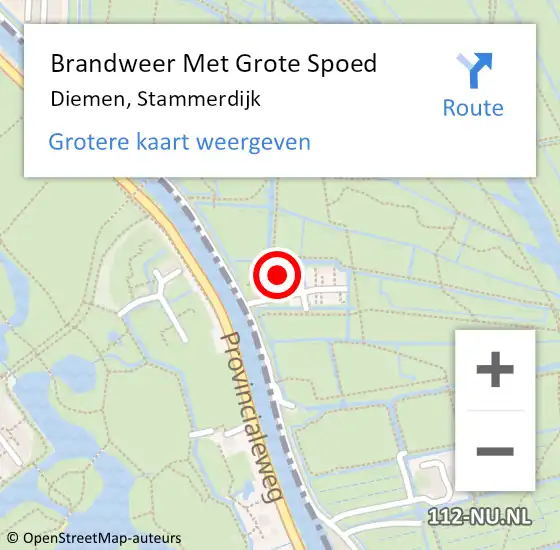 Locatie op kaart van de 112 melding: Brandweer Met Grote Spoed Naar Diemen, Stammerdijk op 29 december 2023 10:28