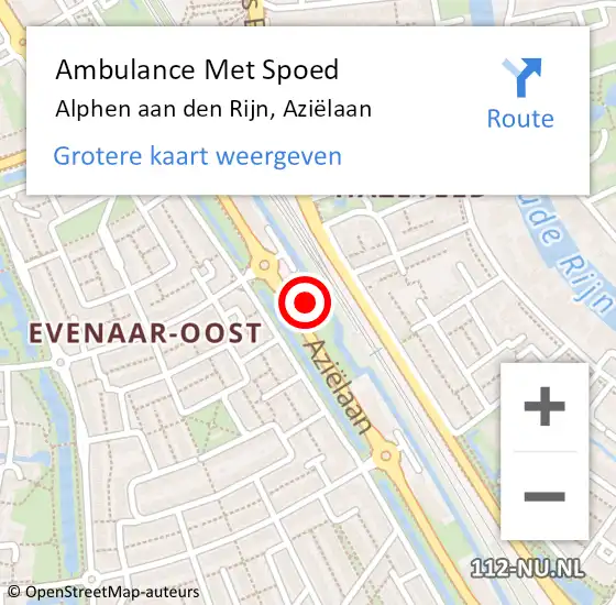 Locatie op kaart van de 112 melding: Ambulance Met Spoed Naar Alphen aan den Rijn, Aziëlaan op 29 december 2023 10:32