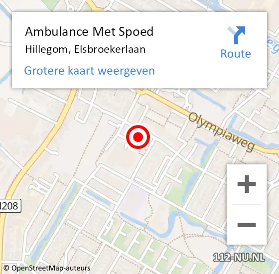 Locatie op kaart van de 112 melding: Ambulance Met Spoed Naar Hillegom, Elsbroekerlaan op 29 december 2023 11:09