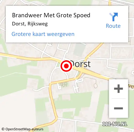 Locatie op kaart van de 112 melding: Brandweer Met Grote Spoed Naar Dorst, Rijksweg op 20 september 2014 05:08