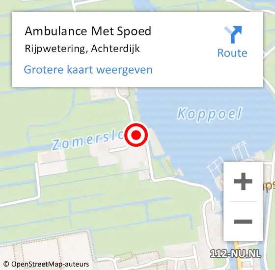 Locatie op kaart van de 112 melding: Ambulance Met Spoed Naar Rijpwetering, Achterdijk op 29 december 2023 11:15