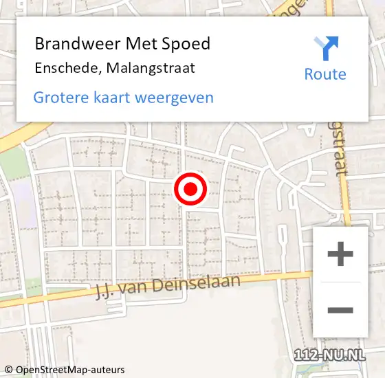 Locatie op kaart van de 112 melding: Brandweer Met Spoed Naar Enschede, Malangstraat op 29 december 2023 11:24