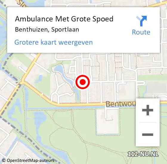 Locatie op kaart van de 112 melding: Ambulance Met Grote Spoed Naar Benthuizen, Sportlaan op 29 december 2023 11:44