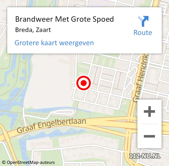 Locatie op kaart van de 112 melding: Brandweer Met Grote Spoed Naar Breda, Zaart op 29 december 2023 11:49