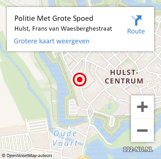 Locatie op kaart van de 112 melding: Politie Met Grote Spoed Naar Hulst, Frans van Waesberghestraat op 29 december 2023 11:55