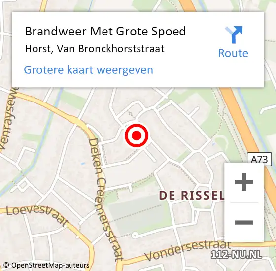 Locatie op kaart van de 112 melding: Brandweer Met Grote Spoed Naar Horst, Van Bronckhorststraat op 29 december 2023 12:02