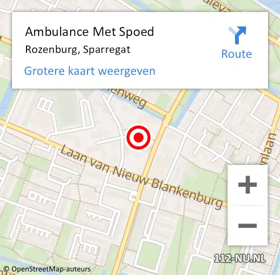 Locatie op kaart van de 112 melding: Ambulance Met Spoed Naar Rozenburg, Sparregat op 29 december 2023 12:08