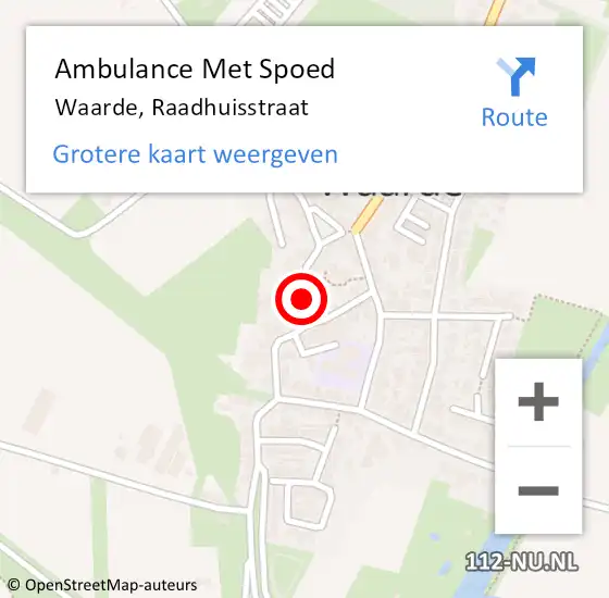 Locatie op kaart van de 112 melding: Ambulance Met Spoed Naar Waarde, Raadhuisstraat op 20 september 2014 05:44