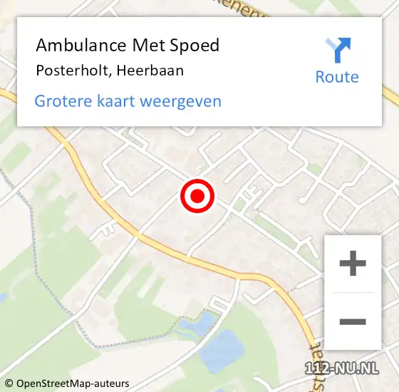 Locatie op kaart van de 112 melding: Ambulance Met Spoed Naar Posterholt, Heerbaan op 29 december 2023 12:43