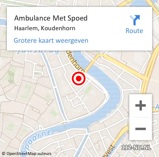 Locatie op kaart van de 112 melding: Ambulance Met Spoed Naar Haarlem, Koudenhorn op 29 december 2023 12:58