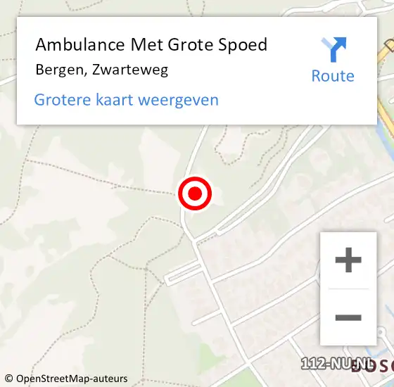 Locatie op kaart van de 112 melding: Ambulance Met Grote Spoed Naar Bergen, Zwarteweg op 29 december 2023 13:06