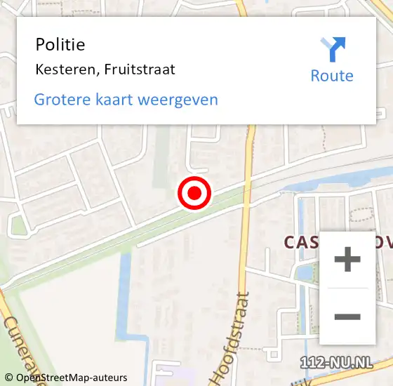 Locatie op kaart van de 112 melding: Politie Kesteren, Fruitstraat op 29 december 2023 13:08