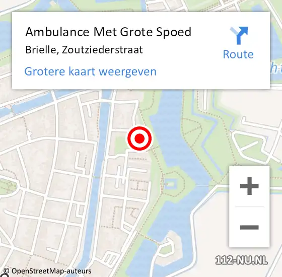 Locatie op kaart van de 112 melding: Ambulance Met Grote Spoed Naar Brielle, Zoutziederstraat op 29 december 2023 13:13