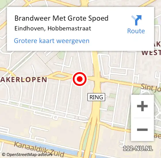 Locatie op kaart van de 112 melding: Brandweer Met Grote Spoed Naar Eindhoven, Hobbemastraat op 29 december 2023 13:29