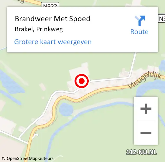 Locatie op kaart van de 112 melding: Brandweer Met Spoed Naar Brakel, Prinkweg op 29 december 2023 14:02