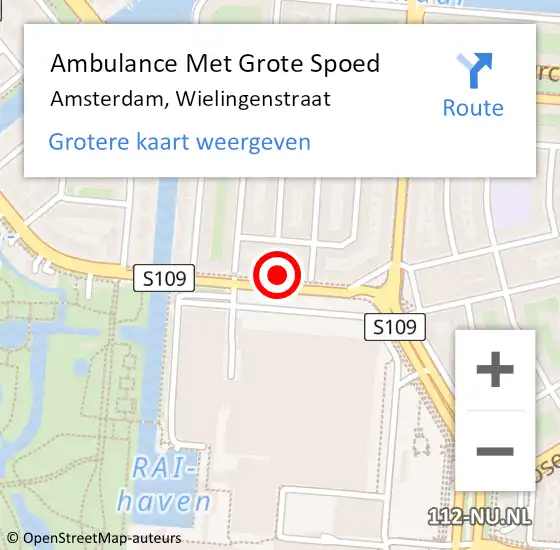 Locatie op kaart van de 112 melding: Ambulance Met Grote Spoed Naar Amsterdam, Wielingenstraat op 29 december 2023 14:06