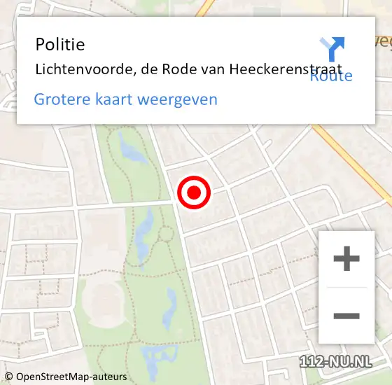 Locatie op kaart van de 112 melding: Politie Lichtenvoorde, de Rode van Heeckerenstraat op 29 december 2023 14:21