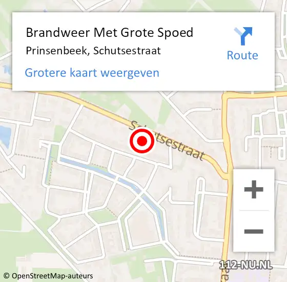 Locatie op kaart van de 112 melding: Brandweer Met Grote Spoed Naar Prinsenbeek, Schutsestraat op 29 december 2023 14:42