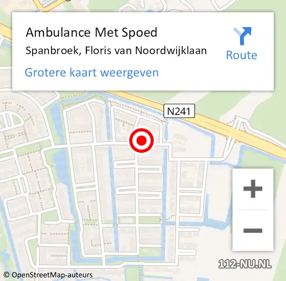 Locatie op kaart van de 112 melding: Ambulance Met Spoed Naar Spanbroek, Floris van Noordwijklaan op 29 december 2023 14:50