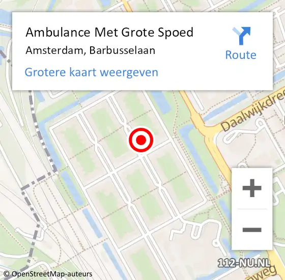 Locatie op kaart van de 112 melding: Ambulance Met Grote Spoed Naar Amsterdam, Barbusselaan op 29 december 2023 14:54