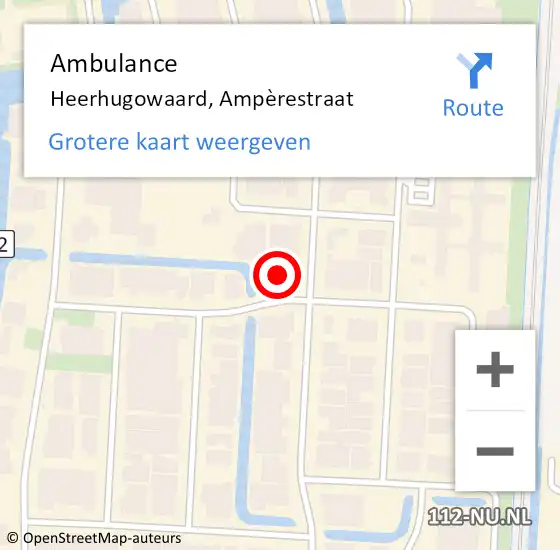 Locatie op kaart van de 112 melding: Ambulance Heerhugowaard, Ampèrestraat op 29 december 2023 14:55