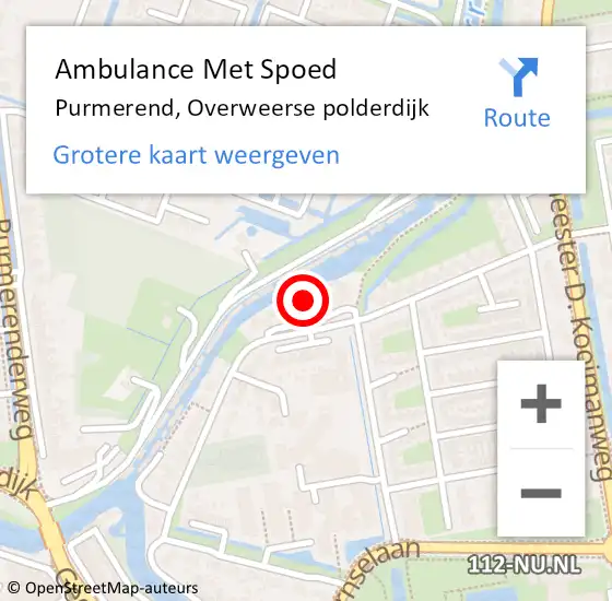 Locatie op kaart van de 112 melding: Ambulance Met Spoed Naar Purmerend, Overweerse polderdijk op 29 december 2023 15:01