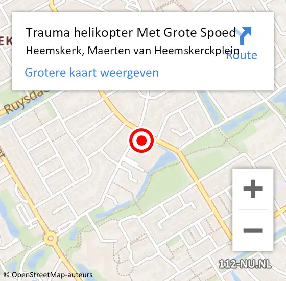 Locatie op kaart van de 112 melding: Trauma helikopter Met Grote Spoed Naar Heemskerk, Maerten van Heemskerckplein op 29 december 2023 15:13