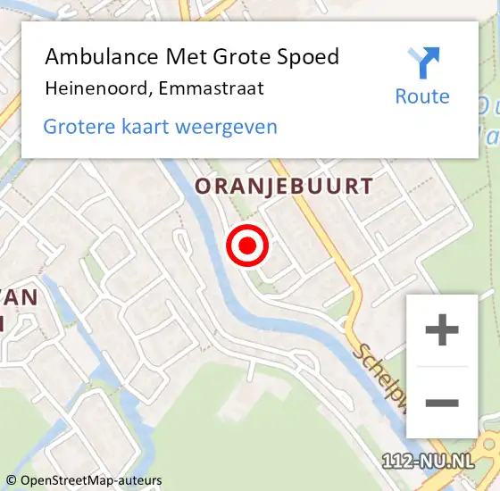 Locatie op kaart van de 112 melding: Ambulance Met Grote Spoed Naar Heinenoord, Emmastraat op 29 december 2023 15:31