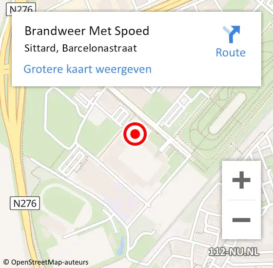 Locatie op kaart van de 112 melding: Brandweer Met Spoed Naar Sittard, Barcelonastraat op 29 december 2023 15:37