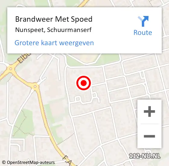 Locatie op kaart van de 112 melding: Brandweer Met Spoed Naar Nunspeet, Schuurmanserf op 29 december 2023 15:48