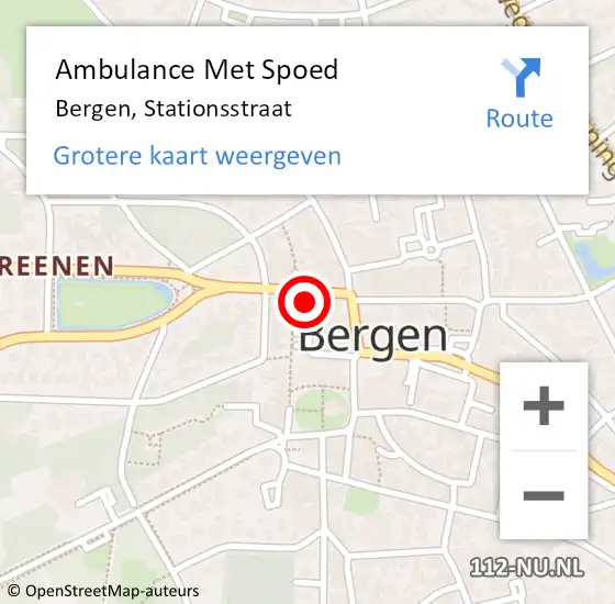 Locatie op kaart van de 112 melding: Ambulance Met Spoed Naar Bergen, Stationsstraat op 29 december 2023 15:55