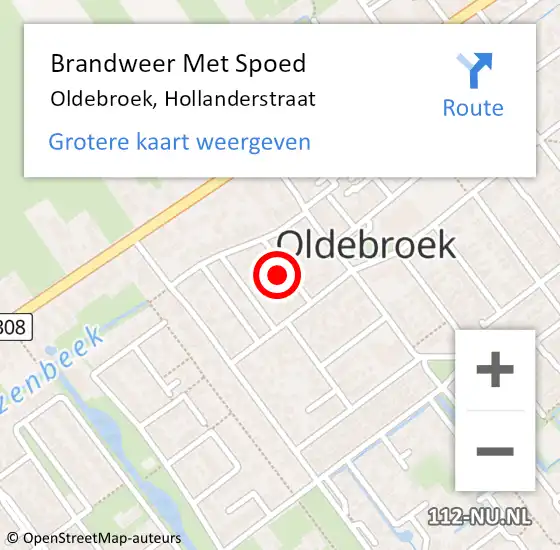 Locatie op kaart van de 112 melding: Brandweer Met Spoed Naar Oldebroek, Hollanderstraat op 29 december 2023 16:08