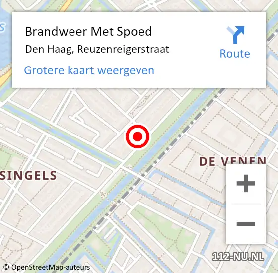 Locatie op kaart van de 112 melding: Brandweer Met Spoed Naar Den Haag, Reuzenreigerstraat op 29 december 2023 16:23