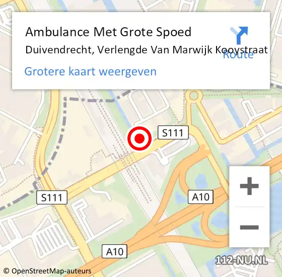 Locatie op kaart van de 112 melding: Ambulance Met Grote Spoed Naar Duivendrecht, Verlengde Van Marwijk Kooystraat op 29 december 2023 16:25