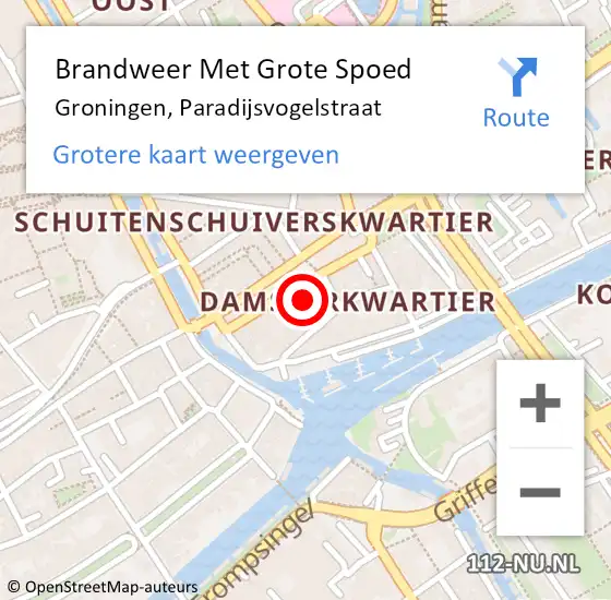 Locatie op kaart van de 112 melding: Brandweer Met Grote Spoed Naar Groningen, Johan Dijkstralaan op 20 september 2014 07:18