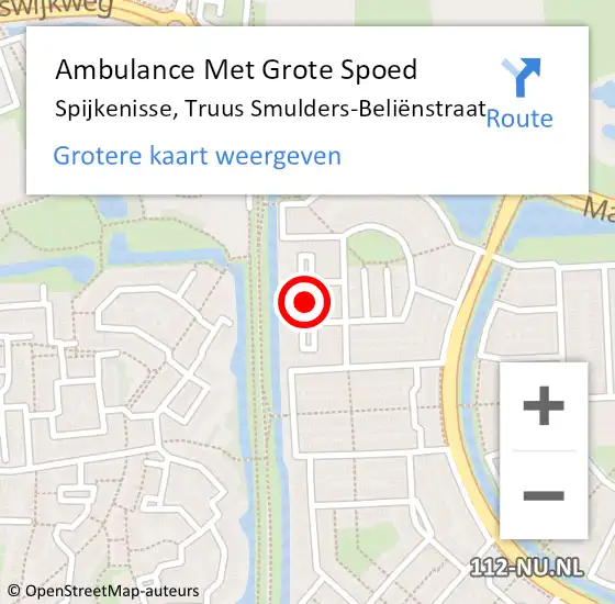 Locatie op kaart van de 112 melding: Ambulance Met Grote Spoed Naar Spijkenisse, Truus Smulders-Beliënstraat op 29 december 2023 16:39