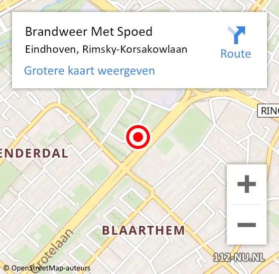 Locatie op kaart van de 112 melding: Brandweer Met Spoed Naar Eindhoven, Rimsky-Korsakowlaan op 29 december 2023 16:40