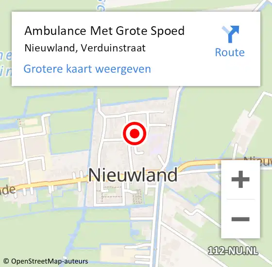 Locatie op kaart van de 112 melding: Ambulance Met Grote Spoed Naar Nieuwland, Verduinstraat op 29 december 2023 16:55