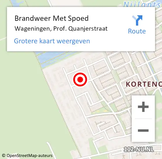 Locatie op kaart van de 112 melding: Brandweer Met Spoed Naar Wageningen, Prof. Quanjerstraat op 29 december 2023 16:56